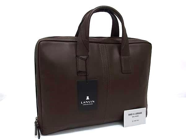■新品■未使用■ LANVIN ランバン レザー ハンドバッグ ビジネスバッグ ブリーフケース 書類かばん メンズ ブラウン系 FU5485