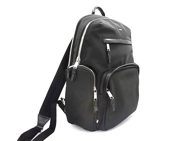 ■極美品■ HUGO BOSS ヒューゴボス 50536485 ナイロン リュックサック バックパック デイパック メンズ ブラック系 FU6811_1