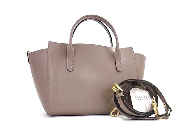 ■美品■ BARNEYS NEWYORK バーニーズ ニューヨーク レザー 2WAY ハンドバッグ ショルダー 斜め掛け レディース グレージュ系 FU6844