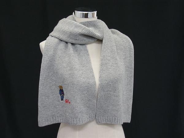 ■新品■未使用■ POLO RALPH LAUREN ポロラルフローレン アクリル×ナイロン×ウール マフラー 防寒具 メンズ グレー系 FU6940