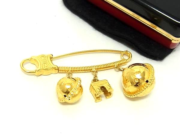 ■新品同様■ CELINE セリーヌ マカダム スターボール ピンブローチ ピンバッチ アクセサリー メンズ レディース ゴールド系 FU6941 28,740円