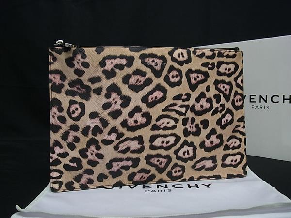 ■新品同様■ GIVENCHY ジバンシィ PVC レオパード ヒョウ柄 クラッチバッグ セカンドバッグ レディース ベージュ系 FU7764 28,740円