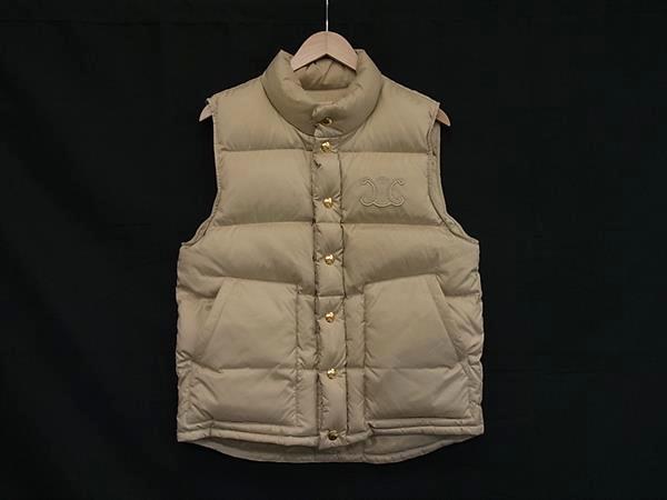 ■美品■ CELINE セリーヌ 2W741880N トリオンフ ポリエステル100％ ベスト アウター 上着 サイズ 36 洋服 ベージュ系 FU9340