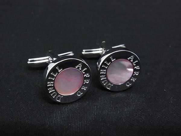 ■新品同様■ ALFRED DUNHILL アルフレッドダンヒル シェル カフスボタン カフリンクス 紳士 メンズ ピンク系×シルバー系 FV2870