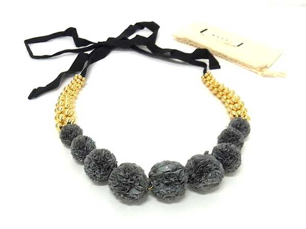 ■新品同様■ MARNI マルニ ロングネックレス アクセサリー レディース グレー系×ゴールド系×ブラック系 FV3172