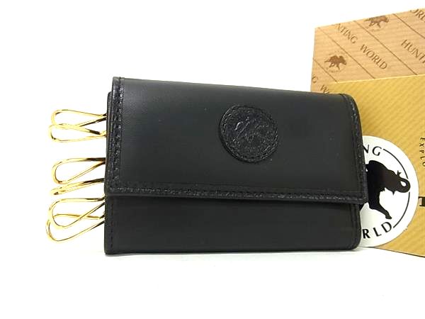 ■新品同様■ HUNTING WORLD ハンティングワールド レザー 6連 キーケース 鍵入れ レディース メンズ ブラック系 FV3726