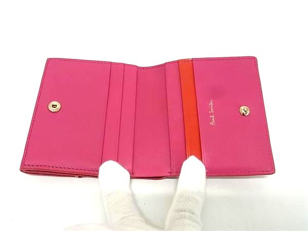 ■美品■ Paul Smith ポールスミス レザー 二つ折り 財布 ウォレット 札入れ 小銭入れ カード入れ レディース ピンク系 FV3740_2
