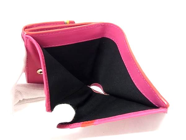 ■美品■ Paul Smith ポールスミス レザー 二つ折り 財布 ウォレット 札入れ 小銭入れ カード入れ レディース ピンク系 FV3740_3