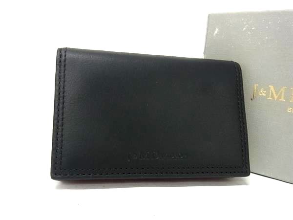 ■極美品■ J＆M DAVIDSON ジェイアンドエムデヴィッドソン レザー カードケース 名刺入れ パスケース 定期入れ  ブラック系 FV3754