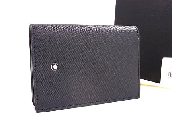 ■新品■未使用■ MONT BLANC モンブラン レザー カードケース カード入れ 名刺入れ パスケース 定期入れ メンズ ブラック系 FV4122