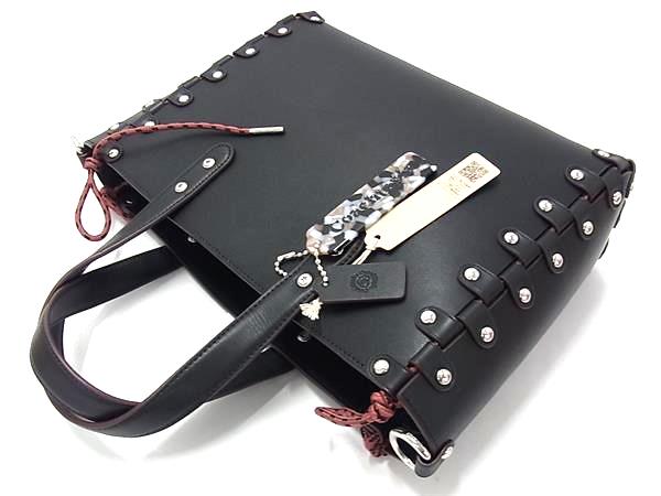 ■新品同様■ COACH コーチ CO667 ミディアム リレーサブル レザー 2WAY ショルダー トート ハンドバッグ ブラック系 FV4600