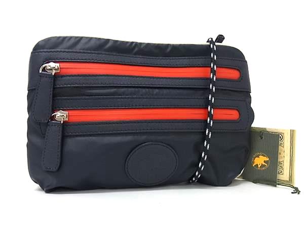 ■新品同様■ HUNTING WORLD ハンティングワールド バチュークロス ショルダーバッグ ポシェット レディース ネイビー系 FV4879