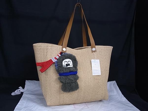 ■新品■未当てはめる■ LUDLOW ラドロー ラフィア×なめし革 人となり引きつける付き添い人 肩先 トートバッグ 肩かけ 赤銅色系 FV5828
