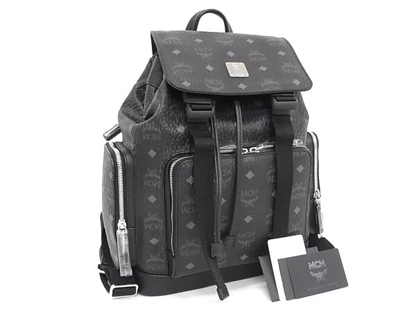 ■新品■未使用■ MCM エムシーエム モノグラム ヴィセトス柄 レザー リュックサック バックパック デイパック ブラック系 FV5850