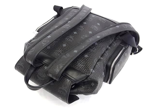 ■新品■未使用■ MCM エムシーエム モノグラム ヴィセトス柄 レザー リュックサック バックパック デイパック ブラック系 FV5850_4