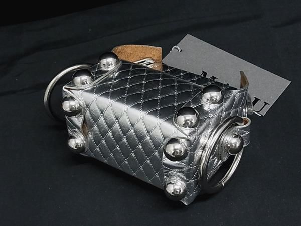 ■美品■ MASU エムエーエスユー LEATHER CAKE BAG ケーキバッグ レザー ワンハンドル ハンドバッグ レディース シルバー系 FV7019_1