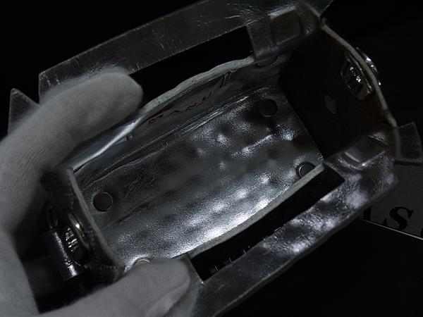 ■美品■ MASU エムエーエスユー LEATHER CAKE BAG ケーキバッグ レザー ワンハンドル ハンドバッグ レディース シルバー系 FV7019_2