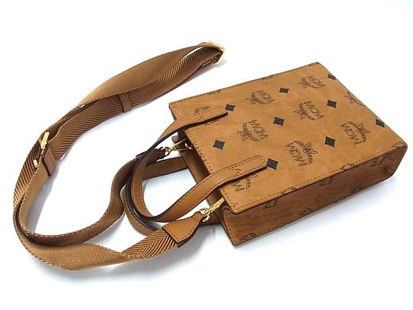 ■新品同様■ MCM エムシーエム モノグラム ヴィセトス柄 レザー 2WAY ハンドバッグ ショルダー レディース ブラウン系 FV7046_2