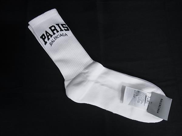 ■極美品■ BALENCIAGA バレンシアガ コットン×ナイロン等 ソックス 靴下 表記サイズ XL メンズ レディース ホワイト系 FV8206
