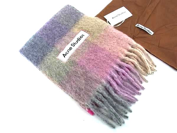 ■極美品■ Acne studios アクネステュディオス アルパカ×ウール×ナイロン×モヘア マフラー ストール ショール 防寒具 FV8664