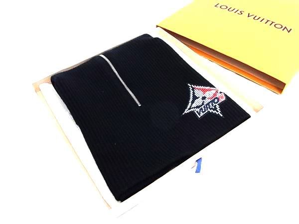 ■新品同様■LOUIS VUITTON ルイヴィトン M79309 プラストロン LV カシミヤ100％ ネックウォーマー 防寒具 メンズ ブラック系 FV9015