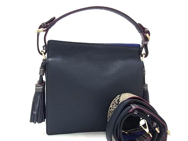 ■新品■未使用■ COCOCELUX GOLD ココセリュックスゴールド レザー 2WAY クロスボディ ハンドバッグ ショルダー ネイビー系 FV9827