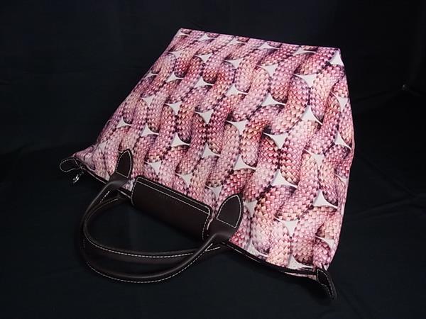 ■新品負けず劣らず■ LONGCHAMP ロンシャン ルプリアージュ ×なめし革 総柄 ハンドバック トート レディース さくら色系×赤銅色系 FW1022