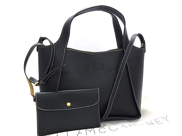 ■新品同様■ STELLA McCARTNEY ステラ マッカートニー レザー 2WAY ハンドバッグ ショルダー ブラック系 FW1038