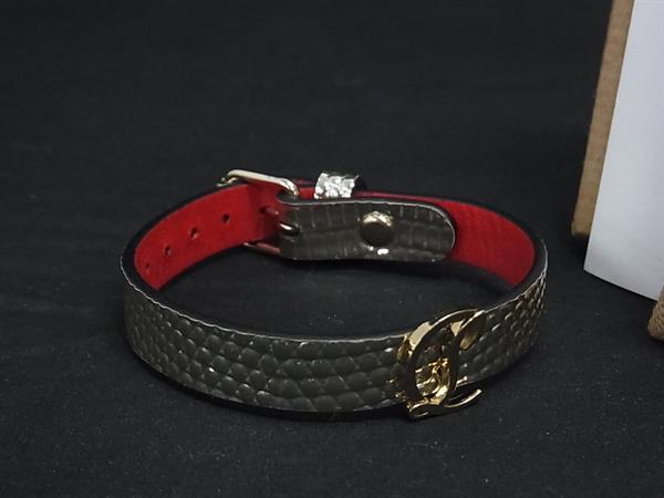 ■新品同様■ Christian Louboutin クリスチャンルブタン レザー ロゴ ブレスレット アクセサリー レディース ゴールド系 FW2375
