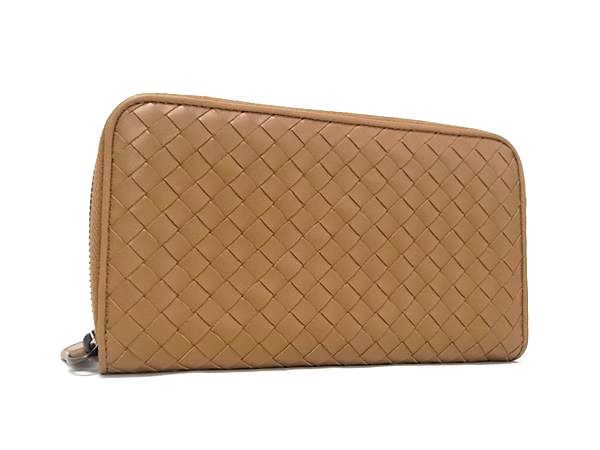 ■新品同様■ BOTTEGA VENETA ボッテガヴェネタ イントレチャート レザー ラウンドファスナー 長財布 ウォレット ブラウン系 FW4846