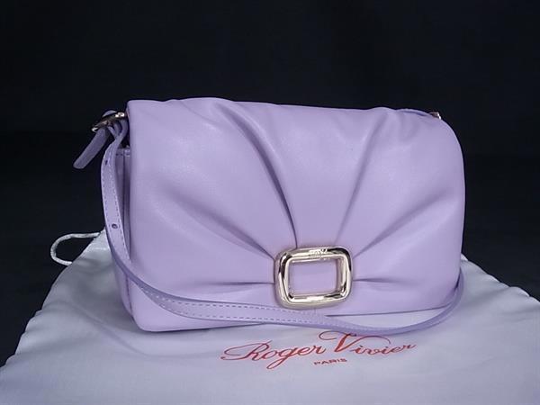 ■新品■未使用■ Roger Vivier ロジェヴィヴィエ ヴィヴ レザー 2WAY ショルダーバック クラッチバッグ ライトパープル系 FX0632