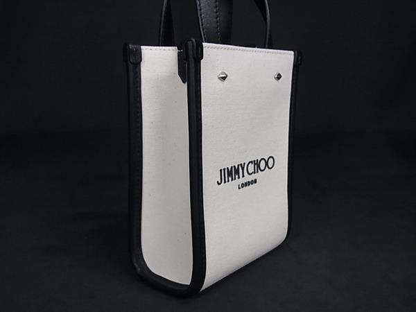 ■新品■未使用■ JIMMY CHOO ジミーチュウ Mini N/S Tote Bag キャンバス×レザー ショルダーバッグ 斜め掛け アイボリー系 FX2160_1