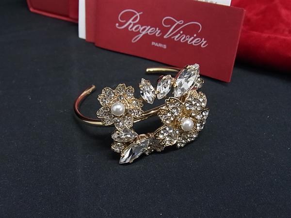 ■新品■未使用■ Roger Vivier ロジェヴィヴィエ ブーケ ストラス ビジュー ブレスレット バングル アクセサリー ゴールド系 FX2870