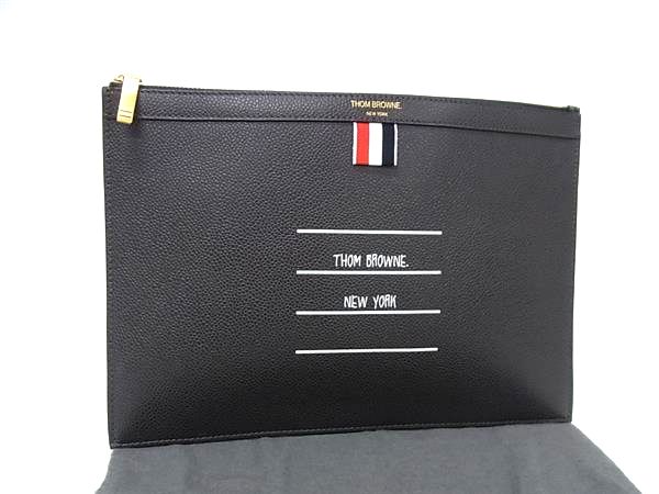 ■新品■未使用■ THOM BROWNE トム ブラウン レザー クラッチバッグ セカンドバッグ メンズ ブラック系 FX6648