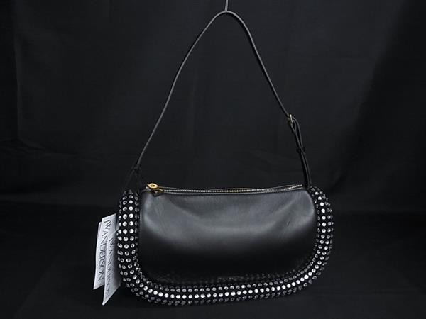 ■極美品■ JW ANDERSON JWアンダーソン レザー ワンショルダーバッグ ハンドバッグ 肩掛け レディース ブラック系 FX6667