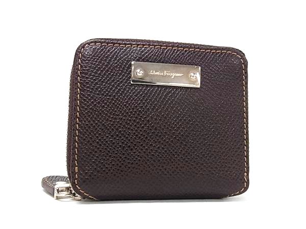 ■新品同様■ Salvatore Ferragamo フェラガモ レザー コインケース コインパース 小銭入れ レディース メンズ ブラウン系 FY0789