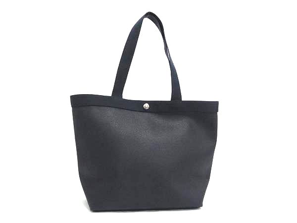 ■新品同様■ Herve Chapelier エルベシャプリエ 舟形トート レザー×キャンバス ハンドバッグ トート レディース ネイビー系 FZ2379