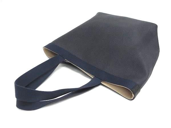 ■新品同様■ Herve Chapelier エルベシャプリエ 舟形トート レザー×キャンバス ハンドバッグ トート レディース ネイビー系 FZ2379_2