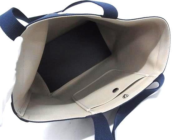 ■新品同様■ Herve Chapelier エルベシャプリエ 舟形トート レザー×キャンバス ハンドバッグ トート レディース ネイビー系 FZ2379_4