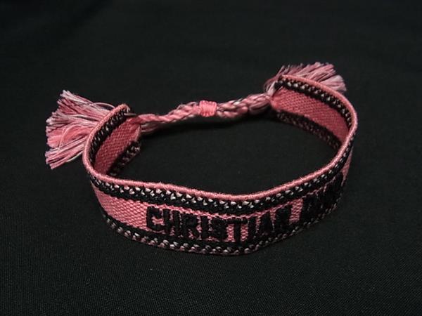 ■新品同様■ ChristianDior クリスチャンディオール タッセル ミサンガ ブレスレット アクセサリー レディース ピンク系 FZ4456
