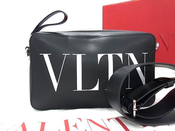 ■新品同様■ VALENTINO ヴァレンティノ レザー 2WAY クラッチバッグ ショルダー クロスボディ 斜め掛け ブラック系 GA1362