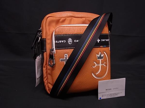 ■新品同様■ CASTELBAJAC カステルバジャック 083111 レザー クロスボディ ショルダーバッグ 斜め掛け オレンジ系 GB2542