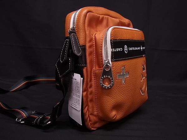 ■新品同様■ CASTELBAJAC カステルバジャック 083111 レザー クロスボディ ショルダーバッグ 斜め掛け オレンジ系 GB2542_1