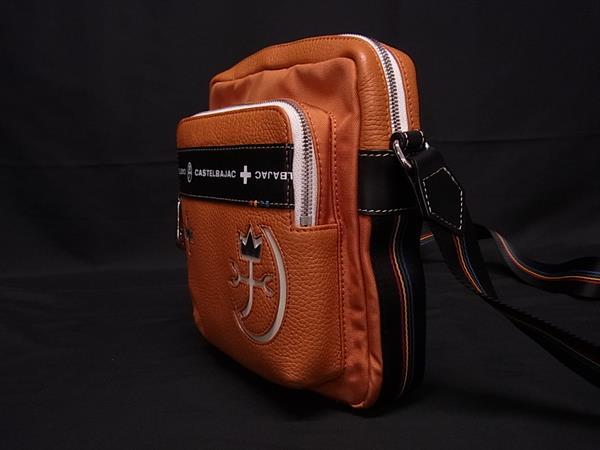 ■新品同様■ CASTELBAJAC カステルバジャック 083111 レザー クロスボディ ショルダーバッグ 斜め掛け オレンジ系 GB2542_2