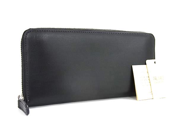 ■新品同様■ PRARE プレリー レザー ラウンドファスナー 長財布 ウォレット メンズ ブラック系 GD0264