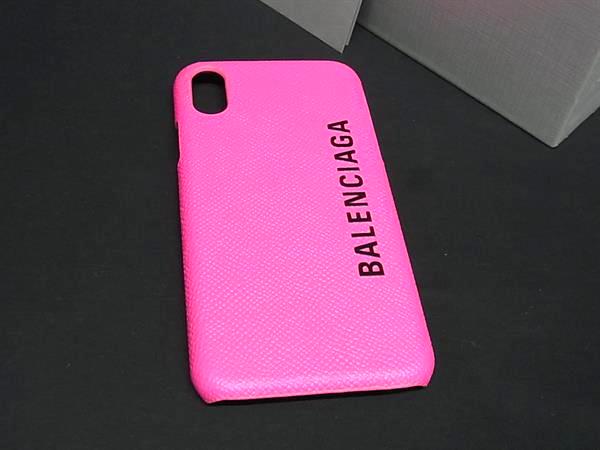 ■新品同様■ BALENCIAGA バレンシアガ レザー iPhone XS MAX アイフォンケース スマホケース ピンク系 GD0270