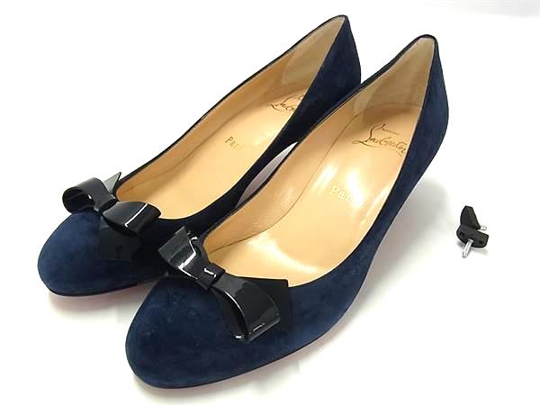 ■新品■未使用■ Christian Louboutin クリスチャンルブタン スエード ヒール パンプス サイズ36 1/2 (約23.5cm)ネイビー系 HA0819