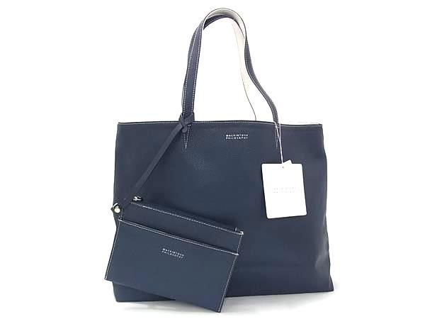 ■新品■未使用■ MACKINTOSH PHILOSOPHY マッキントッシュ フィロソフィー レザー リバーシブル トートバッグ ネイビー系 HA1222