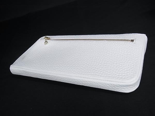 ■新品同様■ A.D.M.J. エーディーエムジェイ スワロフスキー×レザー ビジュー L字ファスナー 長財布 ウォレット ホワイト系 HA3128_1