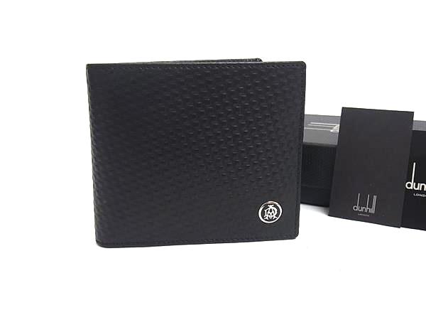 ■新品負けず劣らず■ dunhill ダン吸血鬼 マイクロディーエイト なめし革 二つ折り 紙入れ ウォレット 紙入れ 御釣り入れ メンズ 黒いこと系 HA9618